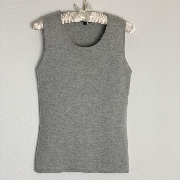 Pure Amici Gray Cashmere Sleeveless Sweater Top - Picture 2 of 9